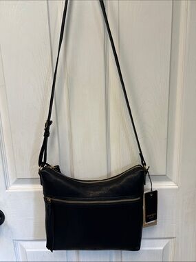 Margot Mary Black Leather Crossbody Bag